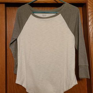 Olive and White Baseball Tee
